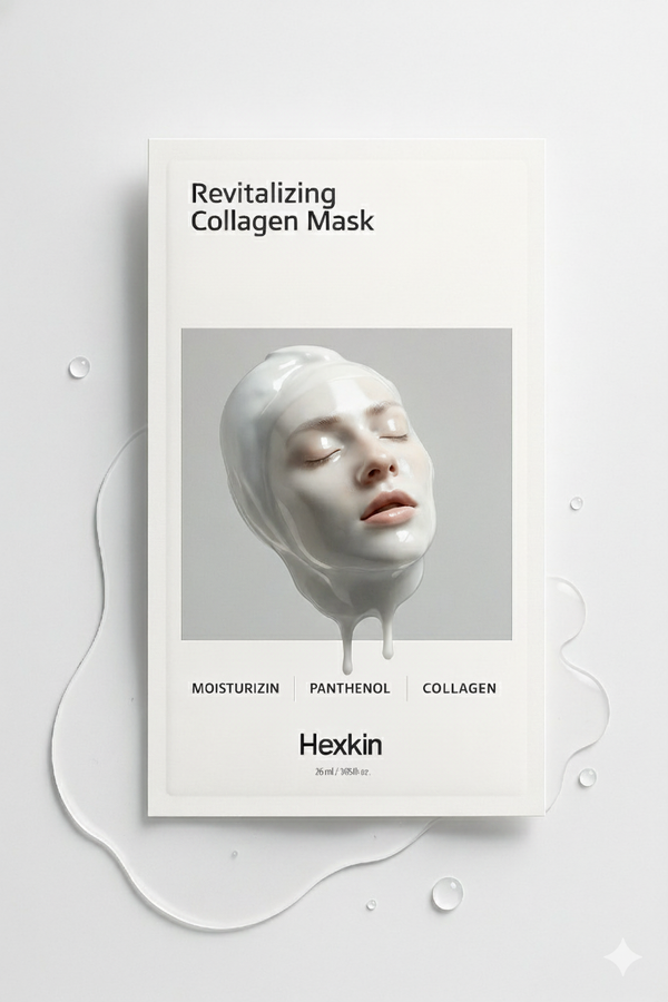 Coffret de 5 masques faciaux revitalisants au collagène HEXKIN – 23 g chacun