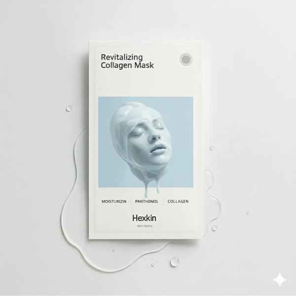 Coffret de 5 masques faciaux revitalisants au collagène HEXKIN – 23 g chacun - BLEU