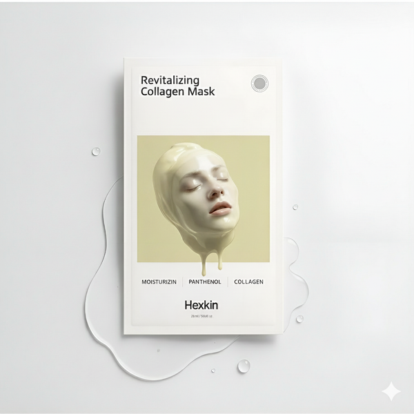 Coffret de 5 masques faciaux revitalisants au collagène HEXKIN – 23 g chacun - JAUNE